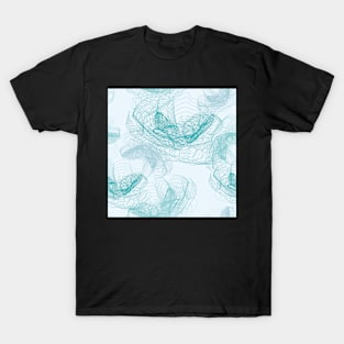 Feathery rose lotus pattern turquoise, teal and aqua T-Shirt